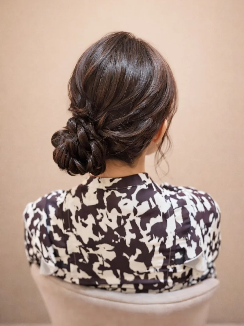 ねじりツインのヘアスタイル