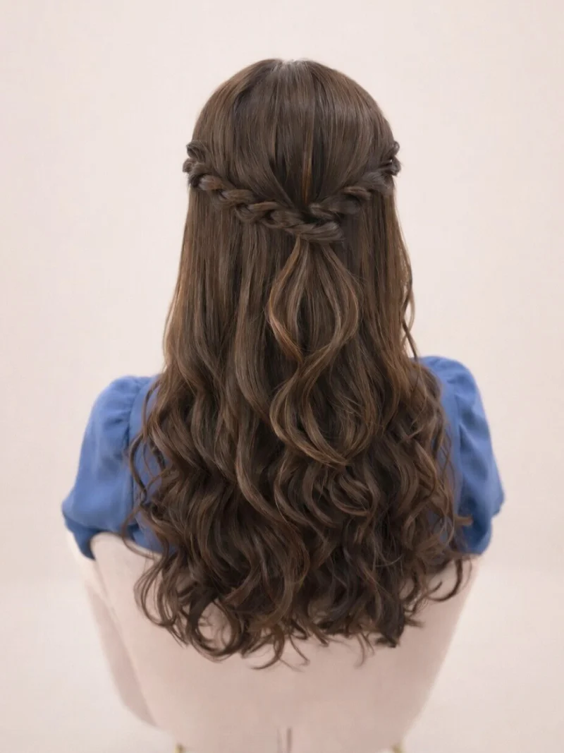 ねじりツインのヘアスタイル